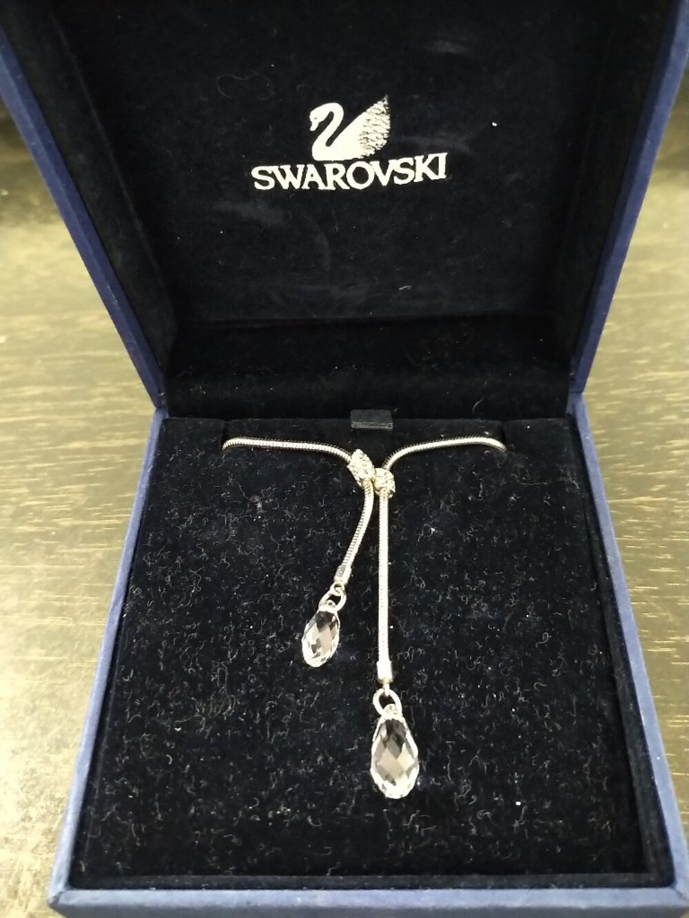 Swarovski Crystal Tear Drop Lariat Necklace